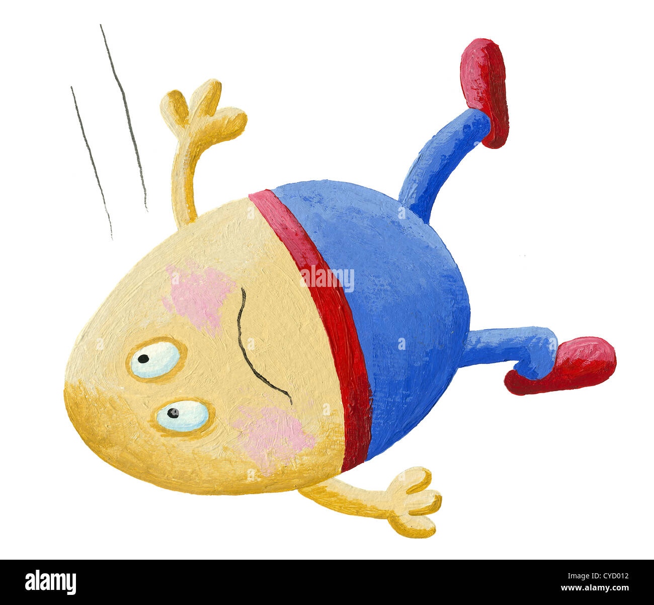 Illustrazione in acrilico di Humpty Dumpty sul terreno Foto Stock