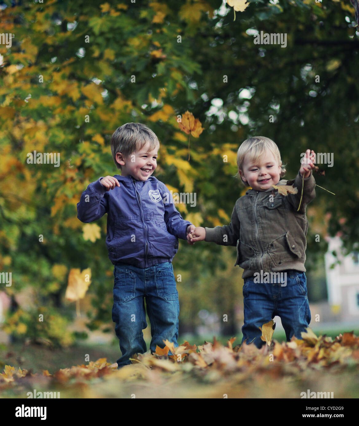 Grande divertimento in autunno park Foto Stock