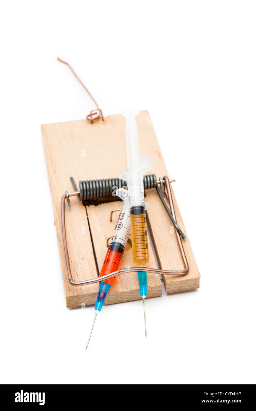 Siringhe in mousetrap Foto Stock