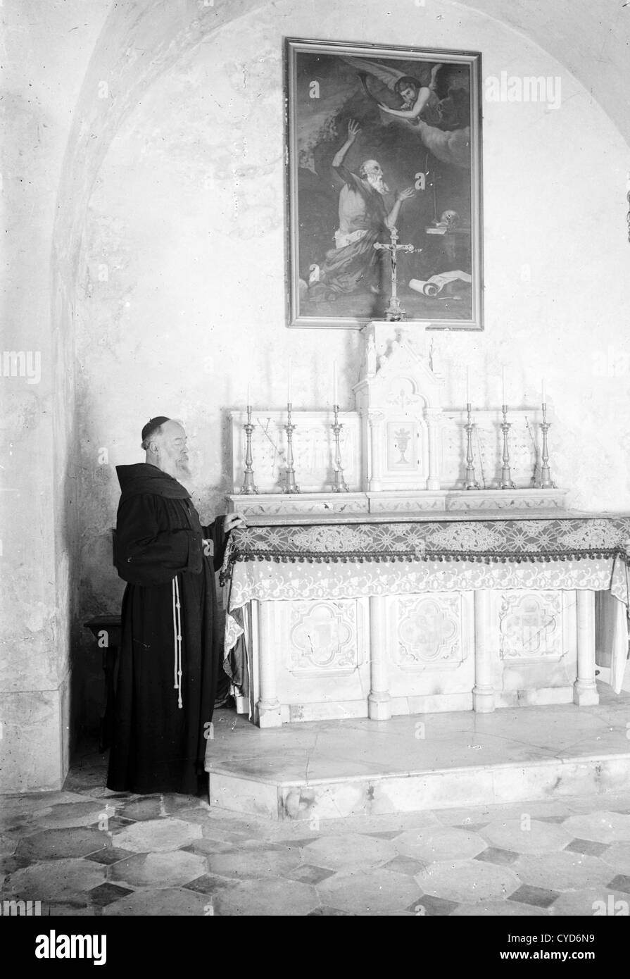 Betlemme e dintorni. La cella in cui san Girolamo tradotto la Bibbia, Chiesa della Natività Foto Stock