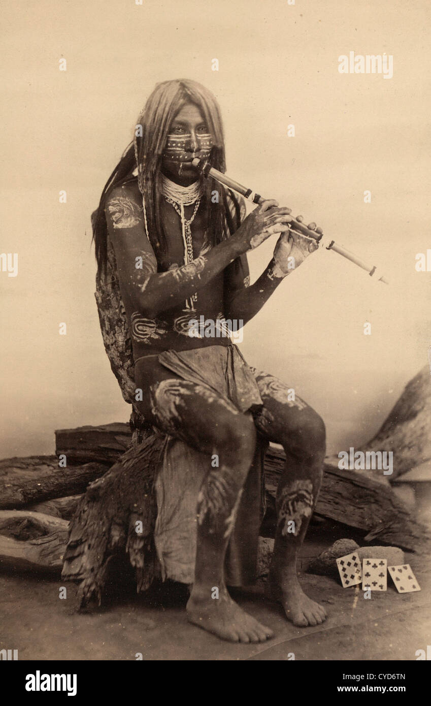 Yuma musicista, Arizona, Native American Indian giocando un flauto Foto Stock