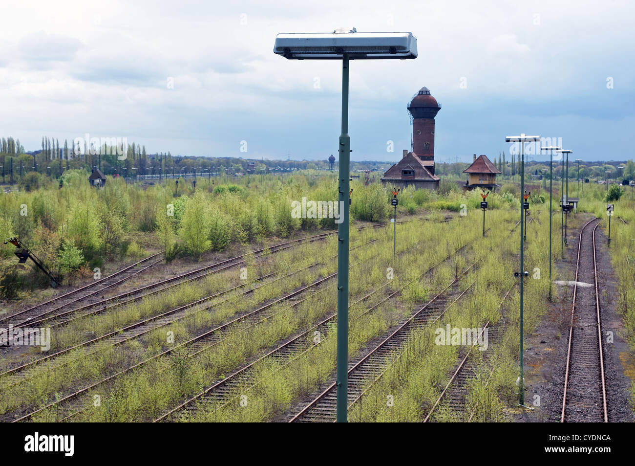 Ferroviarie dismesse cantiere di smistamento, Duisburg, Renania settentrionale-Vestfalia (Germania). Foto Stock