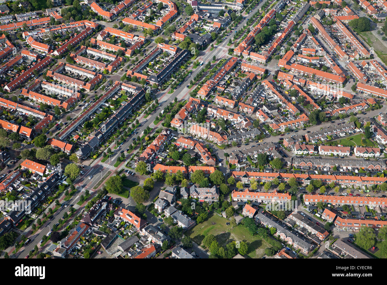 I Paesi Bassi, Leeuwarden, antenna. Quartiere residenziale. Foto Stock