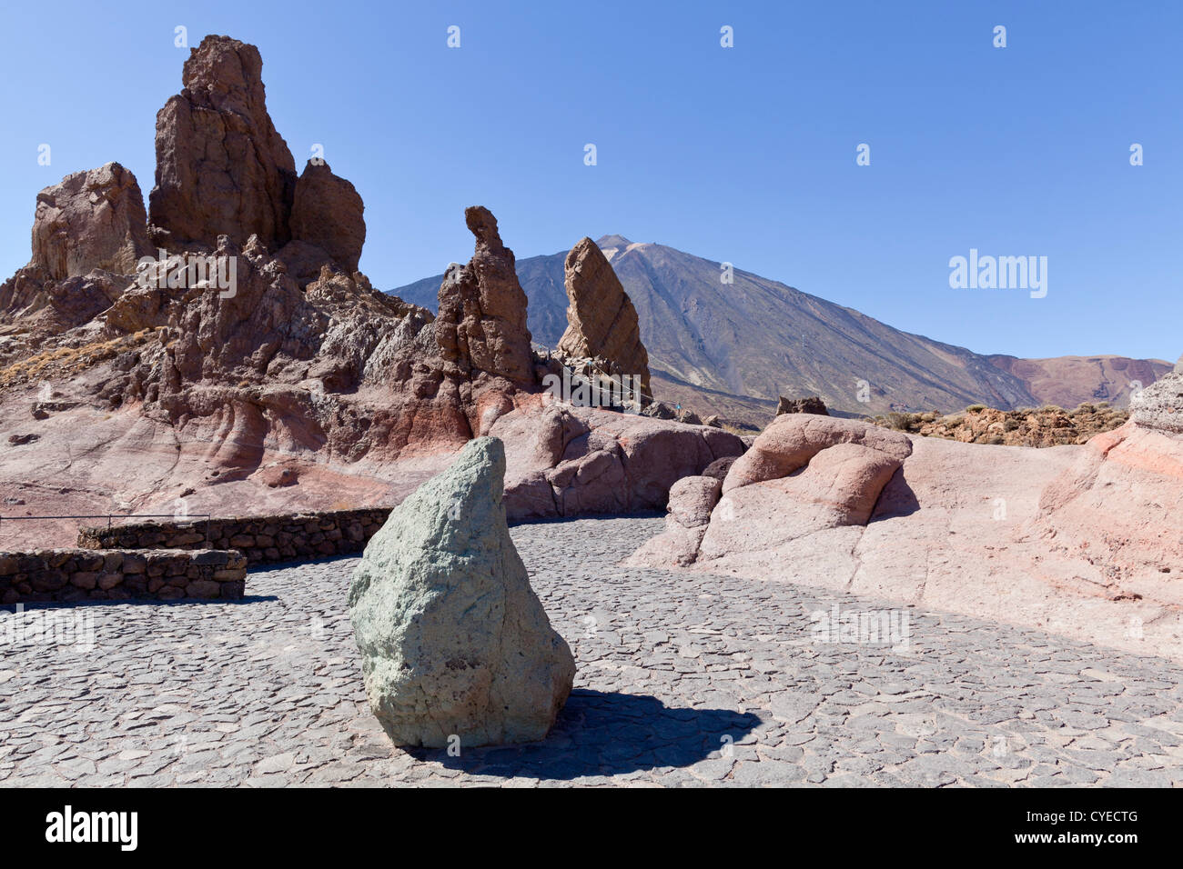 Los Roques de Garcia in Las Canadas del Parco Nazionale del Teide Tenerife, Isole Canarie, Spagna, Foto Stock