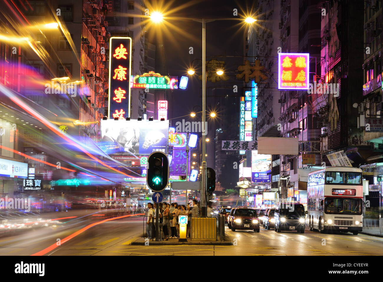 Nathan Road a Hong Kong, Cina. Foto Stock