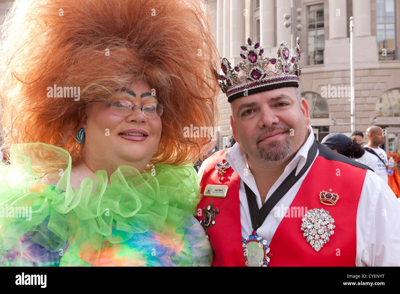 Drag queen con grandi capelli - USA Foto Stock