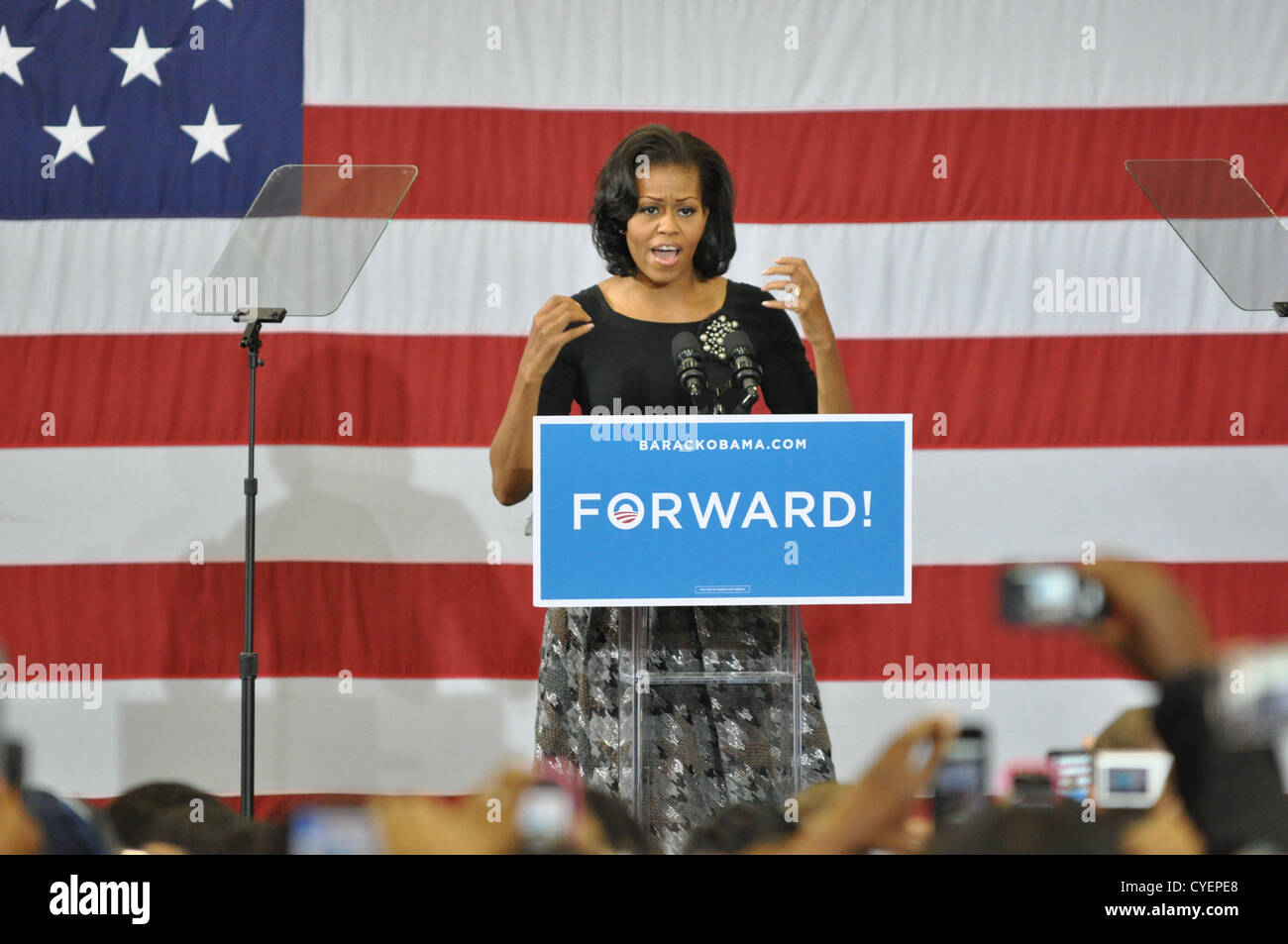 Nov. 02, 2012 - Ettrick, Virginia, Stati Uniti - La First Lady Michelle Obama fa una campagna stop a Daniels Palestra sul Virginia State University campus. (Credito Immagine: © Tina Fultz/ZUMAPRESS.com) Foto Stock