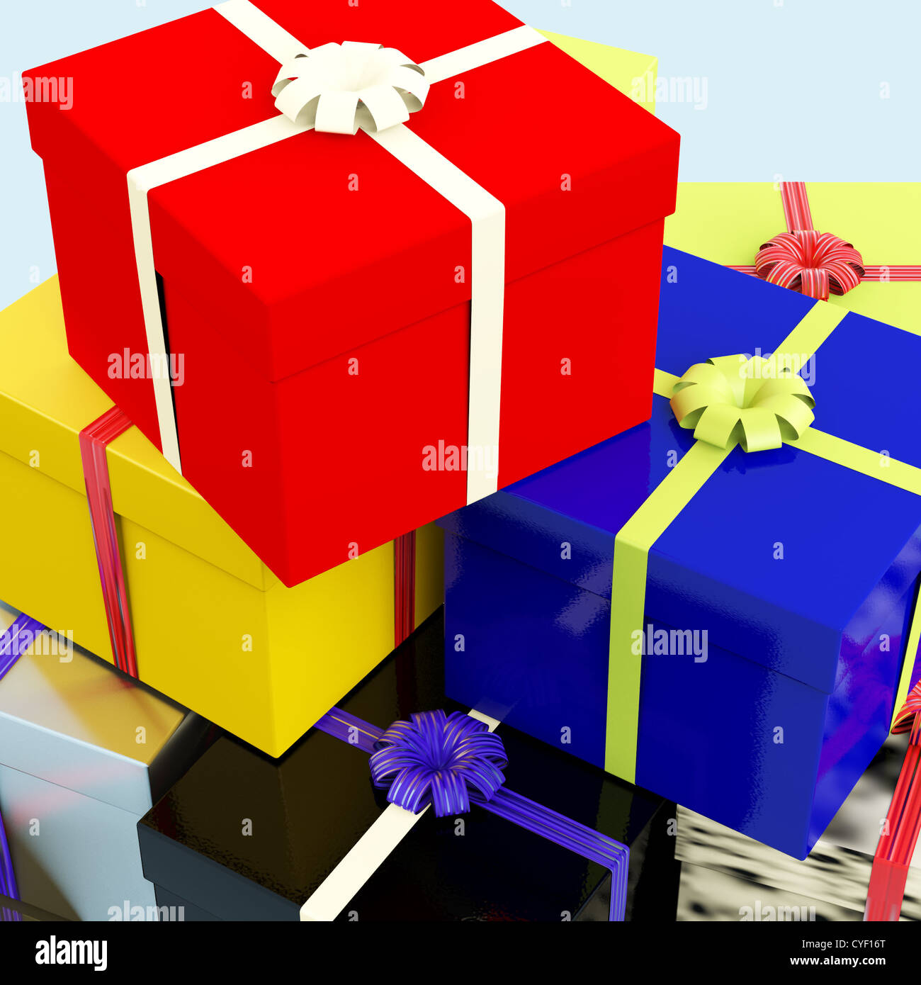 Giftboxes multicolore come regali per amici o familiari Foto Stock