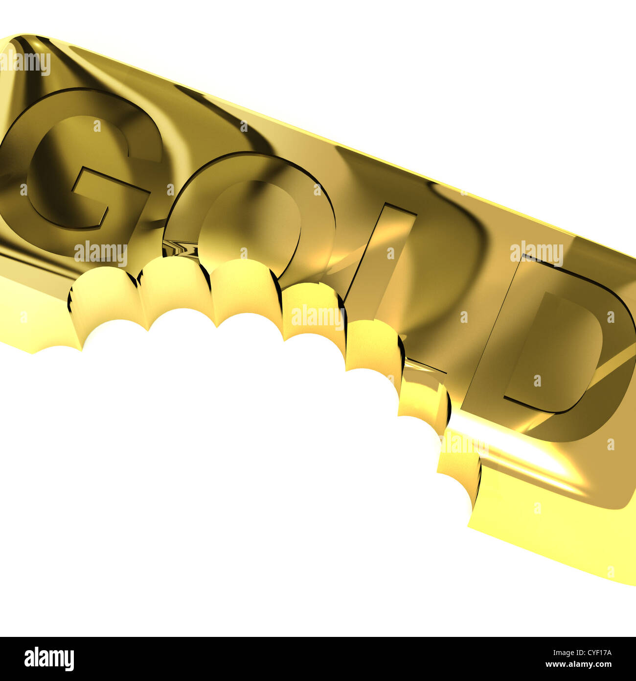 Gold Bar con il morso che mostra la depressione recessione e la recessione economica Foto Stock