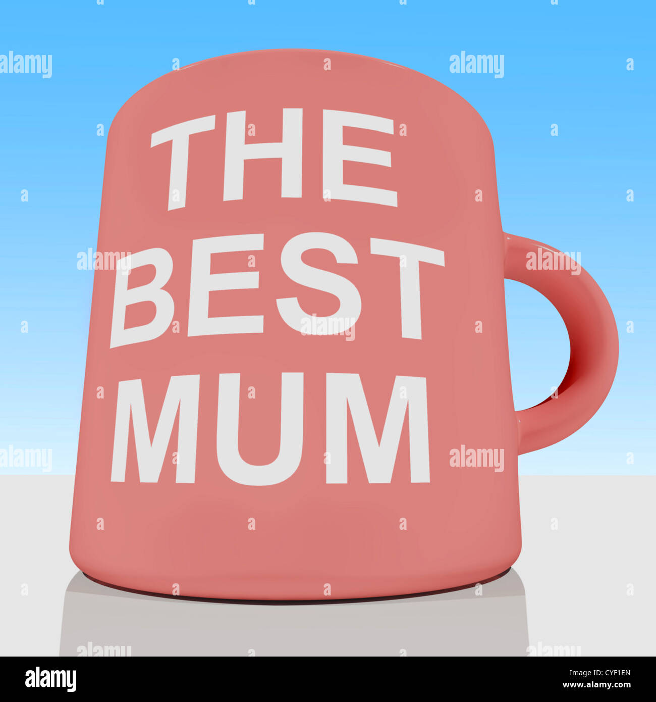 Il miglior mamma tazza con sfondo cielo mostra amorevole madre Foto Stock