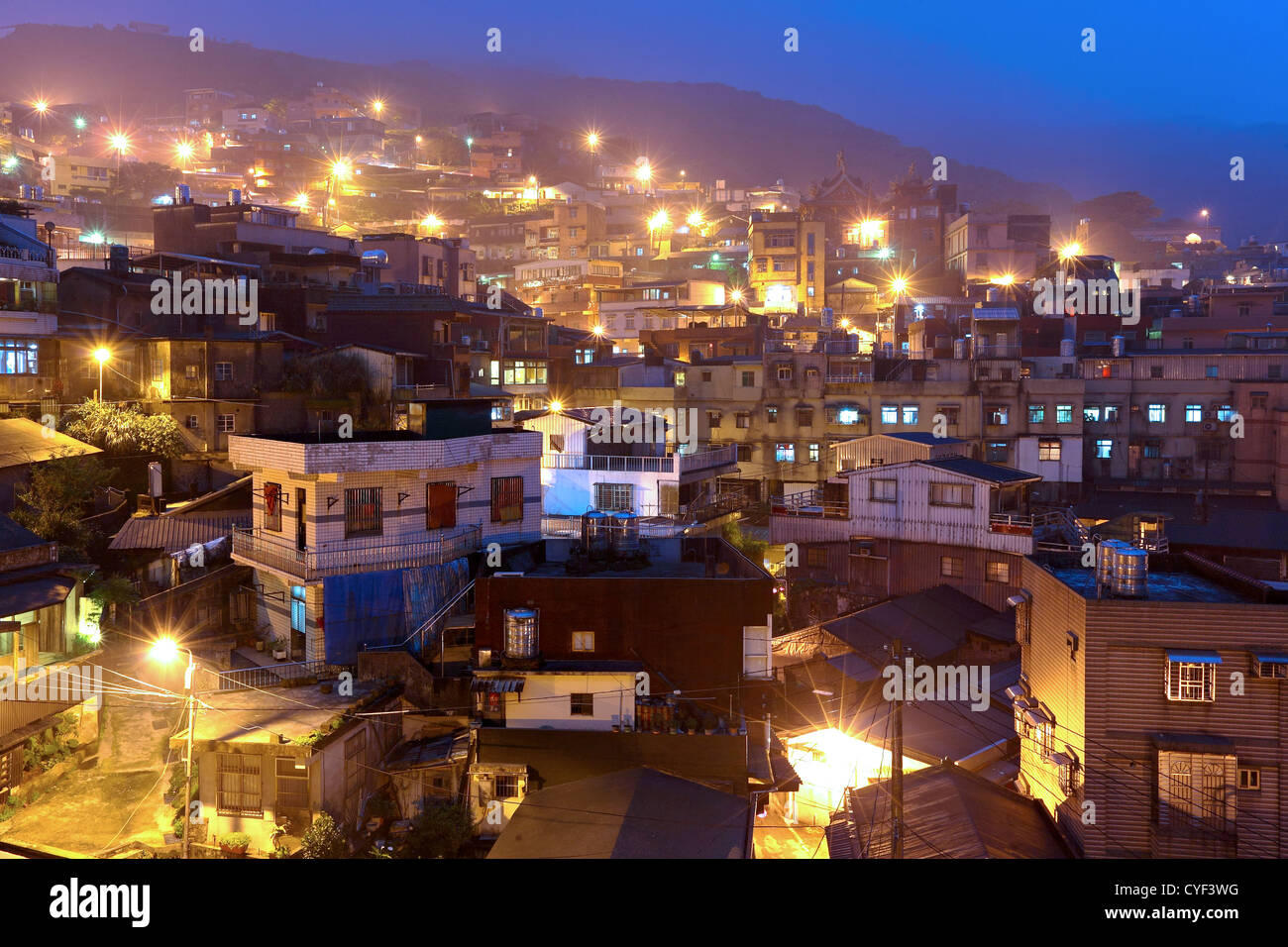 Il jiu fen village di notte Foto Stock