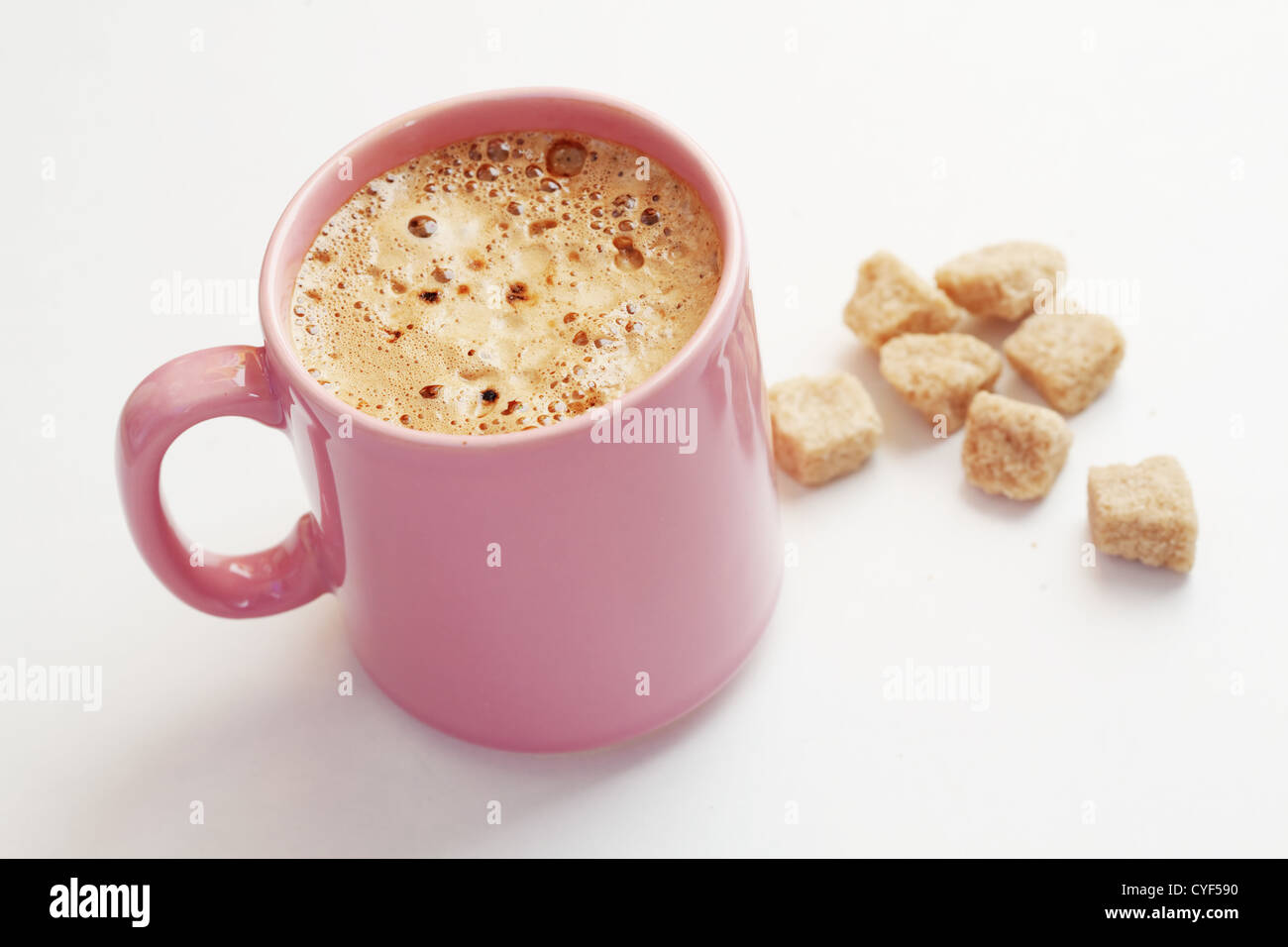Tazza di hot gustosi caffè con zucchero di canna Foto Stock