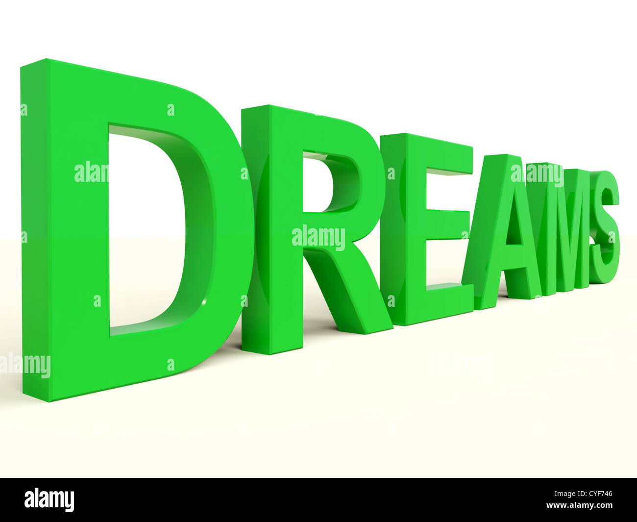 Sogni Parola in verde che rappresenta la speranza e visioni Foto Stock