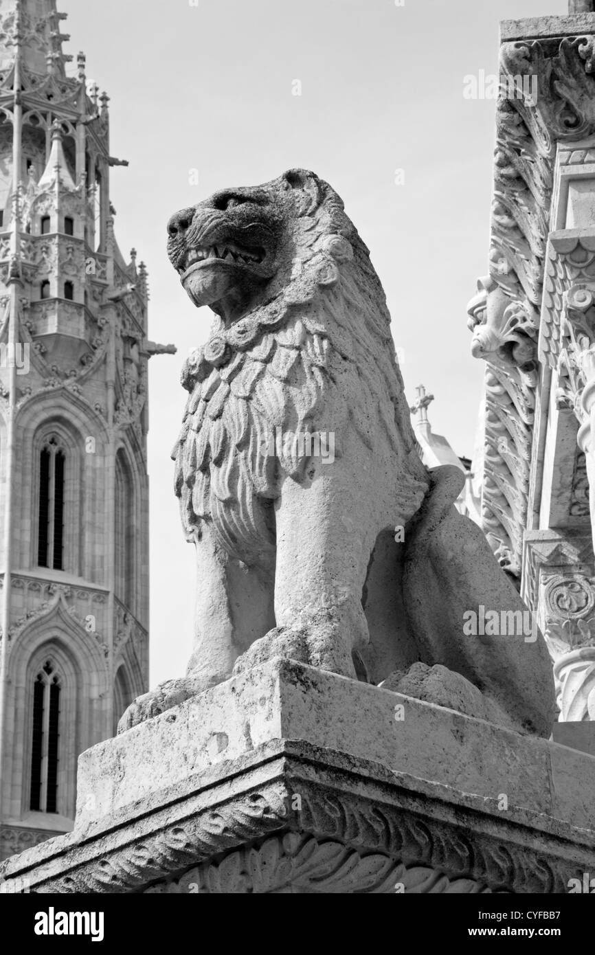 Budapest - Statua di Lion da Saint Stephen memorial Foto Stock