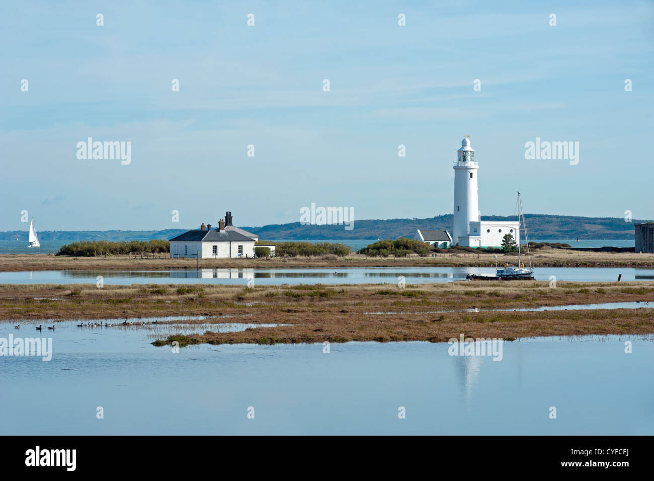 Hurst Punto e Hurst Point Lighthouse, Foto Stock