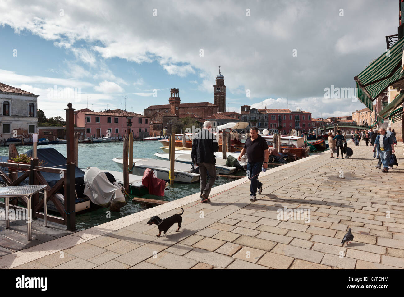 A lato del canale di scena sul isola di Murano a Venezia Foto Stock