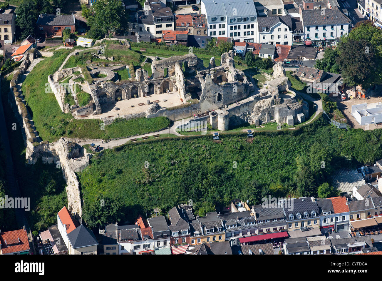 I Paesi Bassi, Valkenburg, le rovine del castello. Antenna. Foto Stock