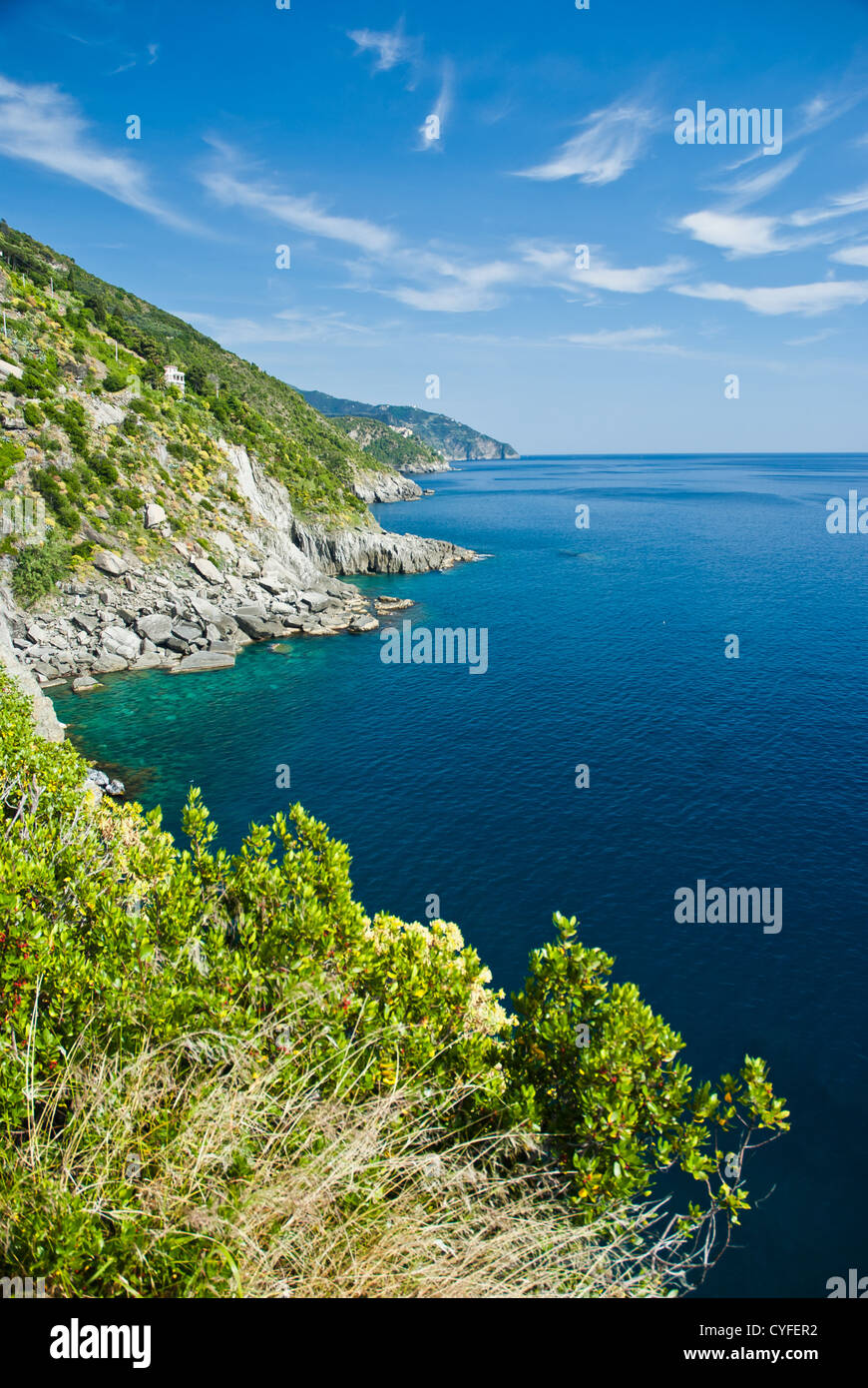 Vista Costline nelle Cinque Terre Foto Stock