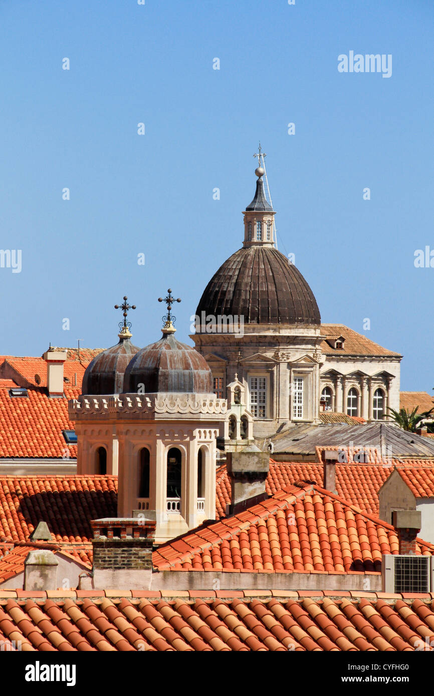 Dubrovnik le cupole e i tetti rossi Foto Stock