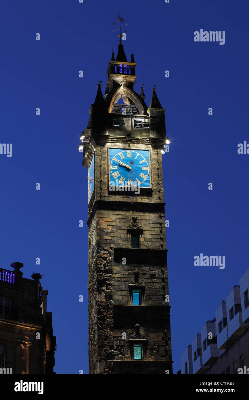 Tolbooth Steeple, Merchant City, Glasgow Cross, Scozia, Regno Unito Foto Stock