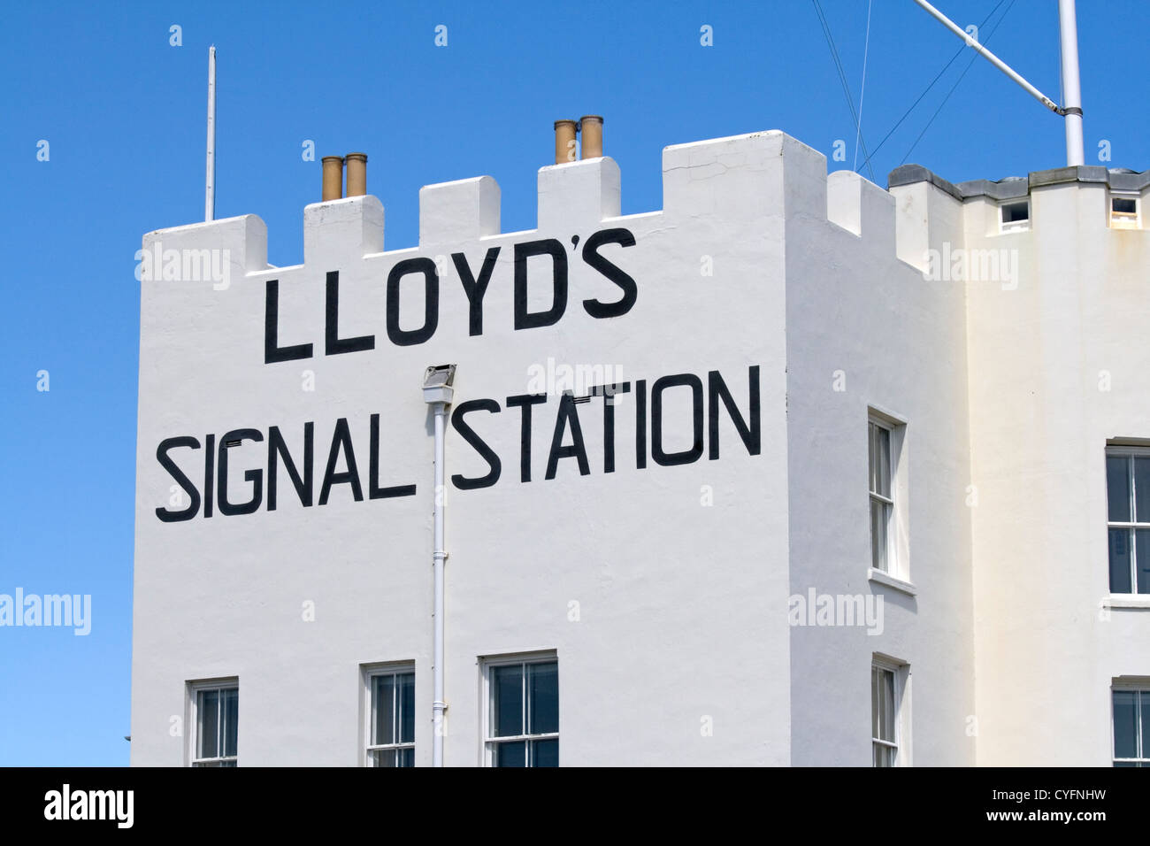 Segnale di Lloyds stazione sulla penisola di Lizard Cornwall, Regno Unito. L'arrivo delle navi nel canale inglese fu trasmessa a Londra. Foto Stock