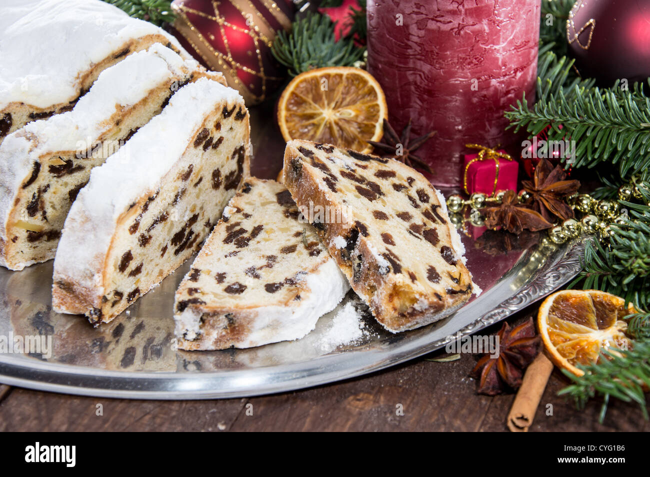 In casa natale Stollen con decorazione Foto Stock