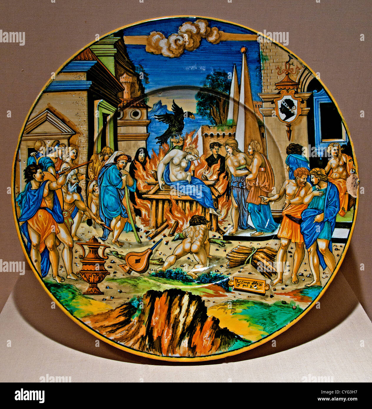 L' Aquila di Sestos da Fra Xanto Avelli da Rovigo 1532 Italiano Urbino Maiolica di stagno in terracotta smaltata 40,6 cm ceramiche Italia Foto Stock