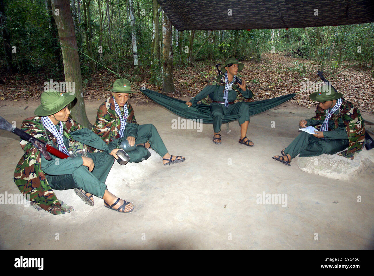 I Tunnel di Cu Chi, Ho Chi Minh City, Vietnam. Il Viet Cong presentano Foto Stock