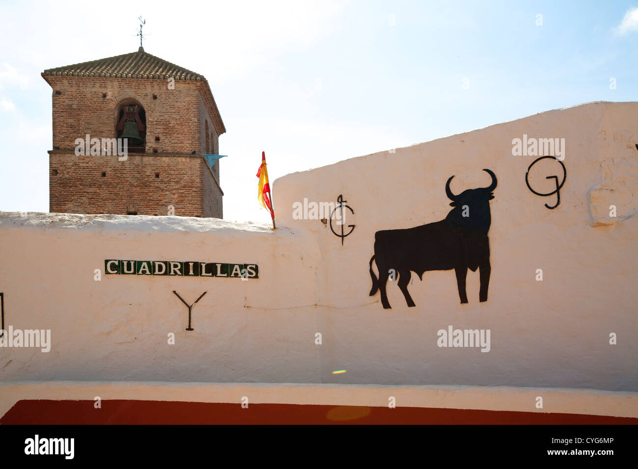 La decorazione parietale a Mijas Bullring. Spagna. Foto Stock