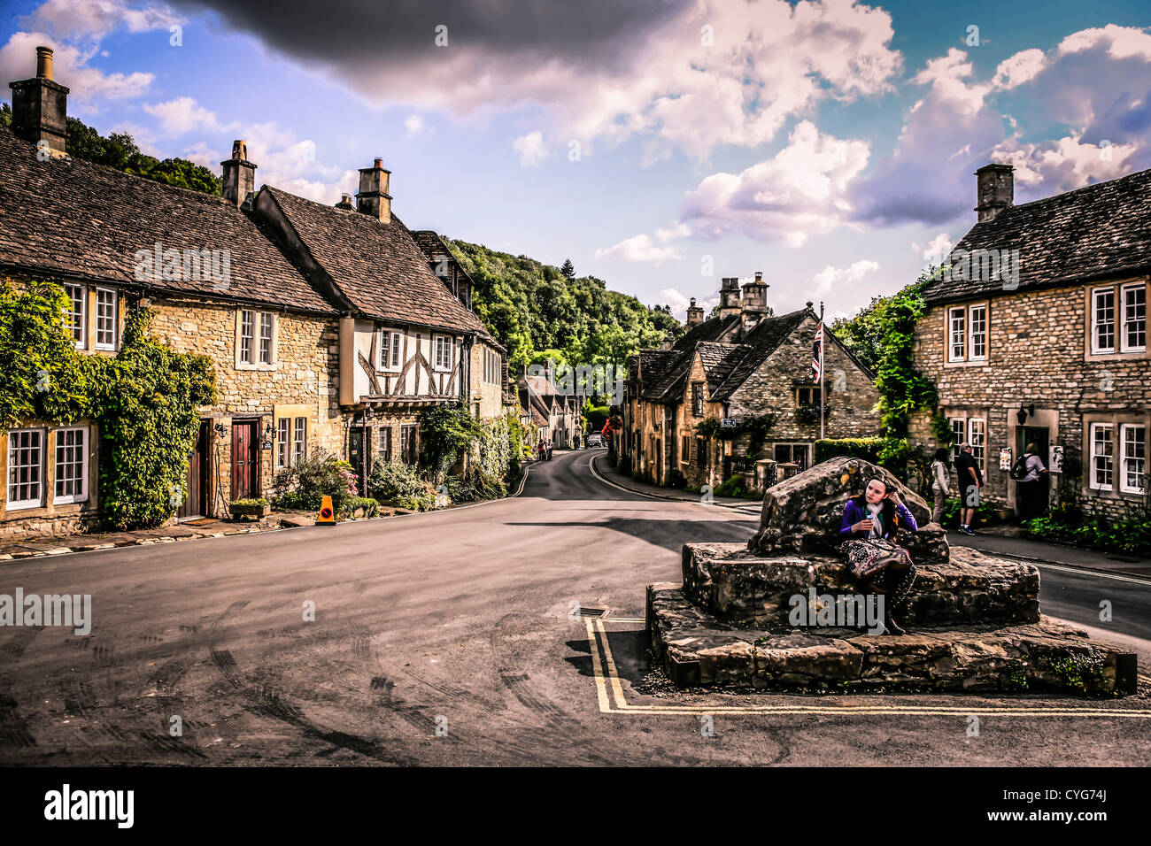 Castle Combe nel Wiltshire - ha detto di essere il paese più belli in Inghilterra Foto Stock