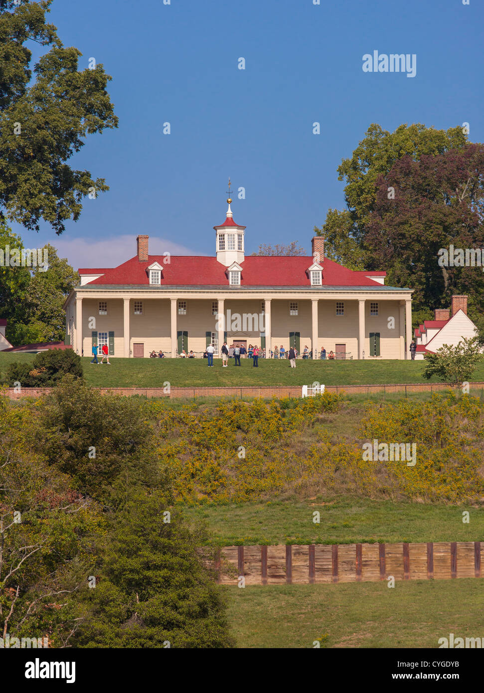 MOUNT VERNON, Virginia, Stati Uniti d'America - storica casa di George Washington, il primo Presidente degli Stati Uniti, visto dal fiume Potomac. Foto Stock