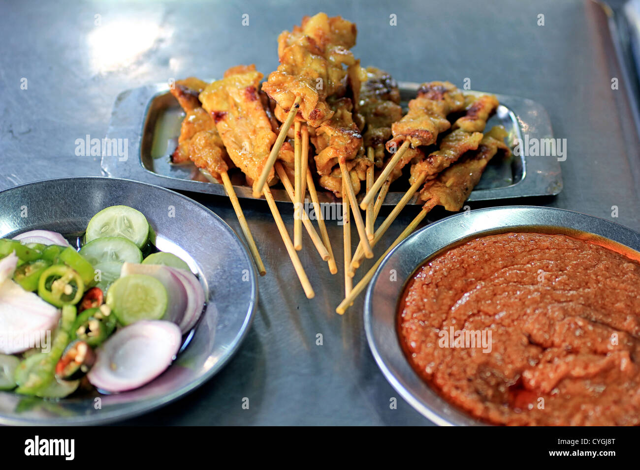Deliziosa carne di maiale Satay di Bangkok Foto Stock