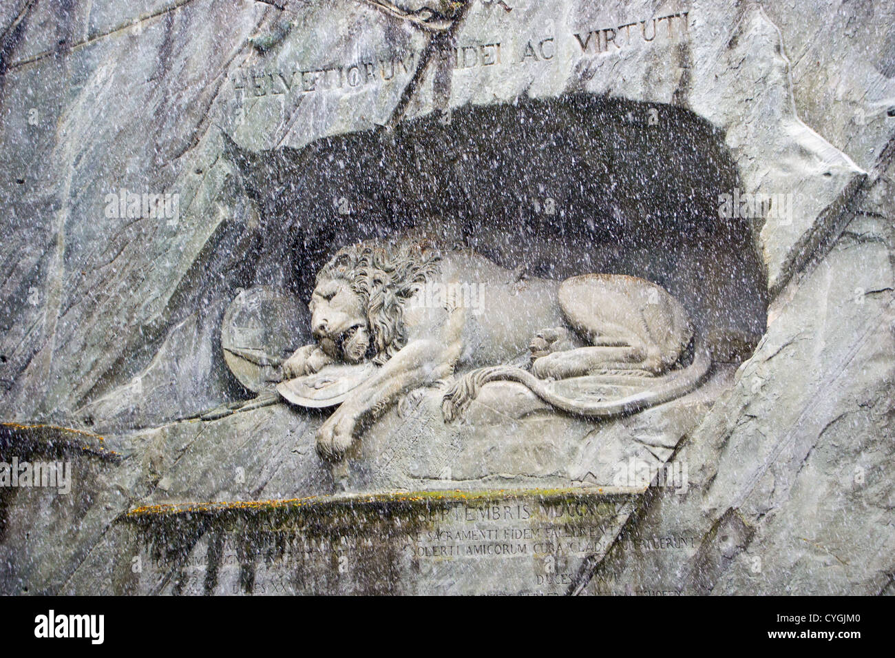 Il monumento del leone a Gletschergarten Luzern, Svizzera Foto Stock