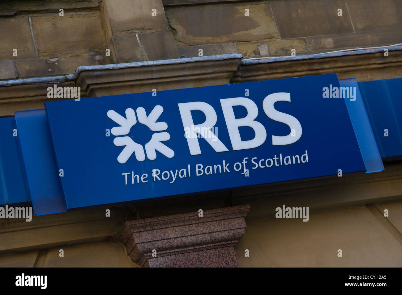 Segno esterno della Royal Bank of Scotland, Halifax Foto Stock