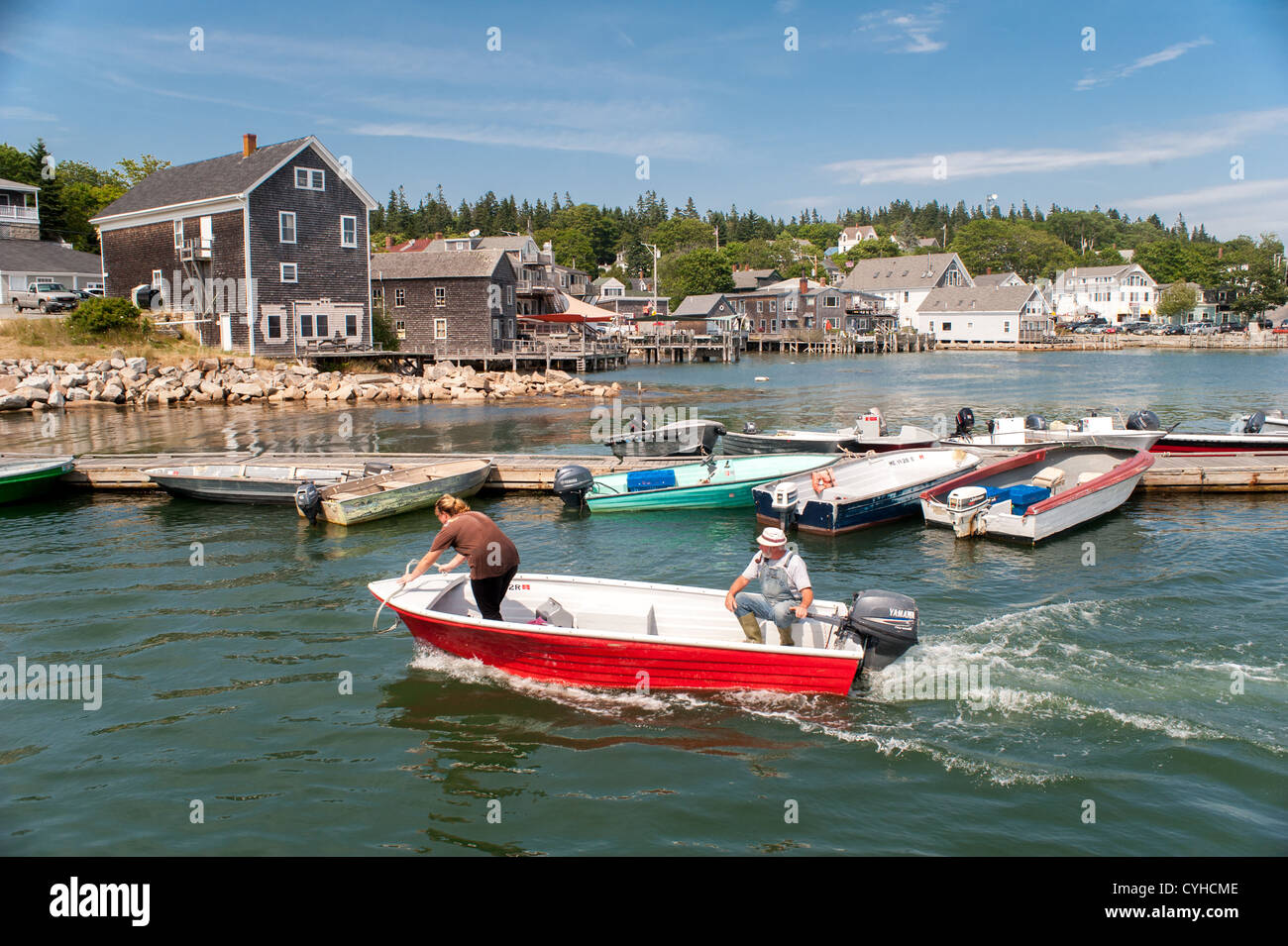 Piccola cittadina di pescatori nel nord del Maine Foto Stock