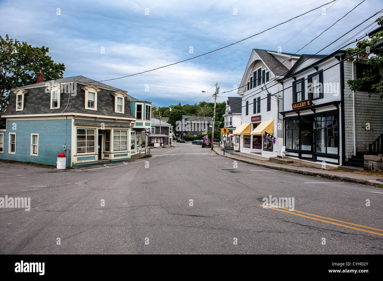 Piccola cittadina di pescatori nel nord del Maine Foto Stock