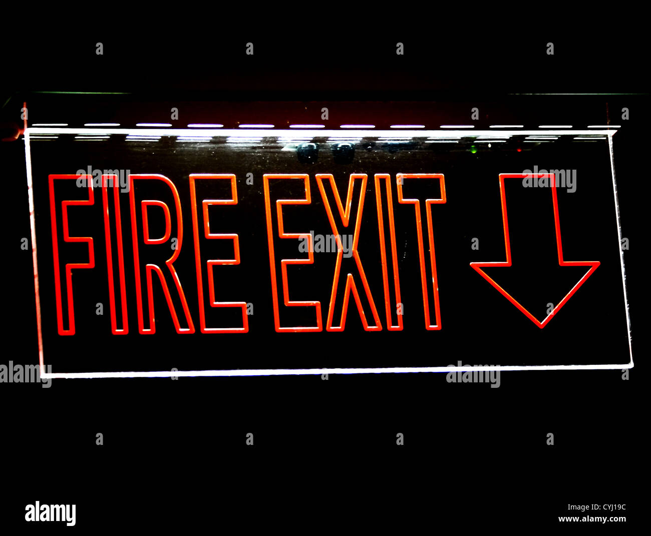 Fire Exit segno per l'evacuazione di emergenza Foto Stock
