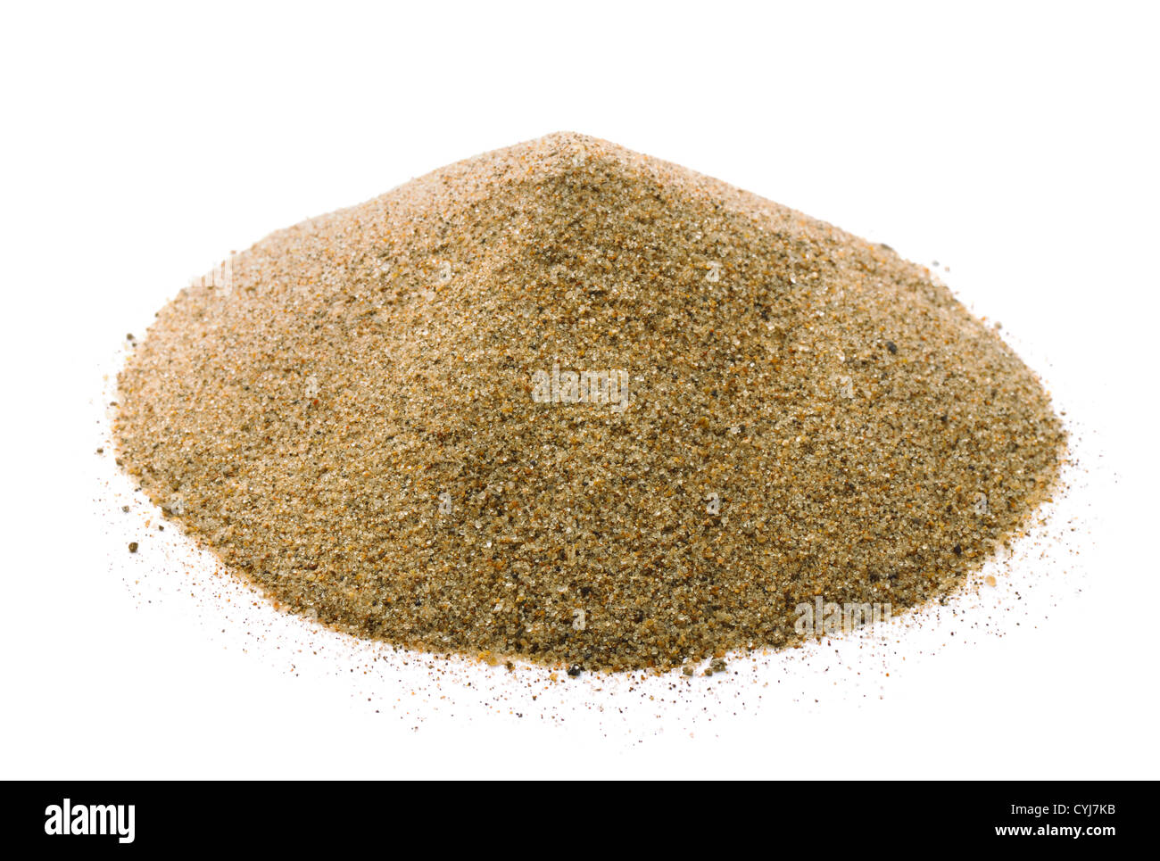 Pila di sabbia asciutta isolato su bianco Foto Stock