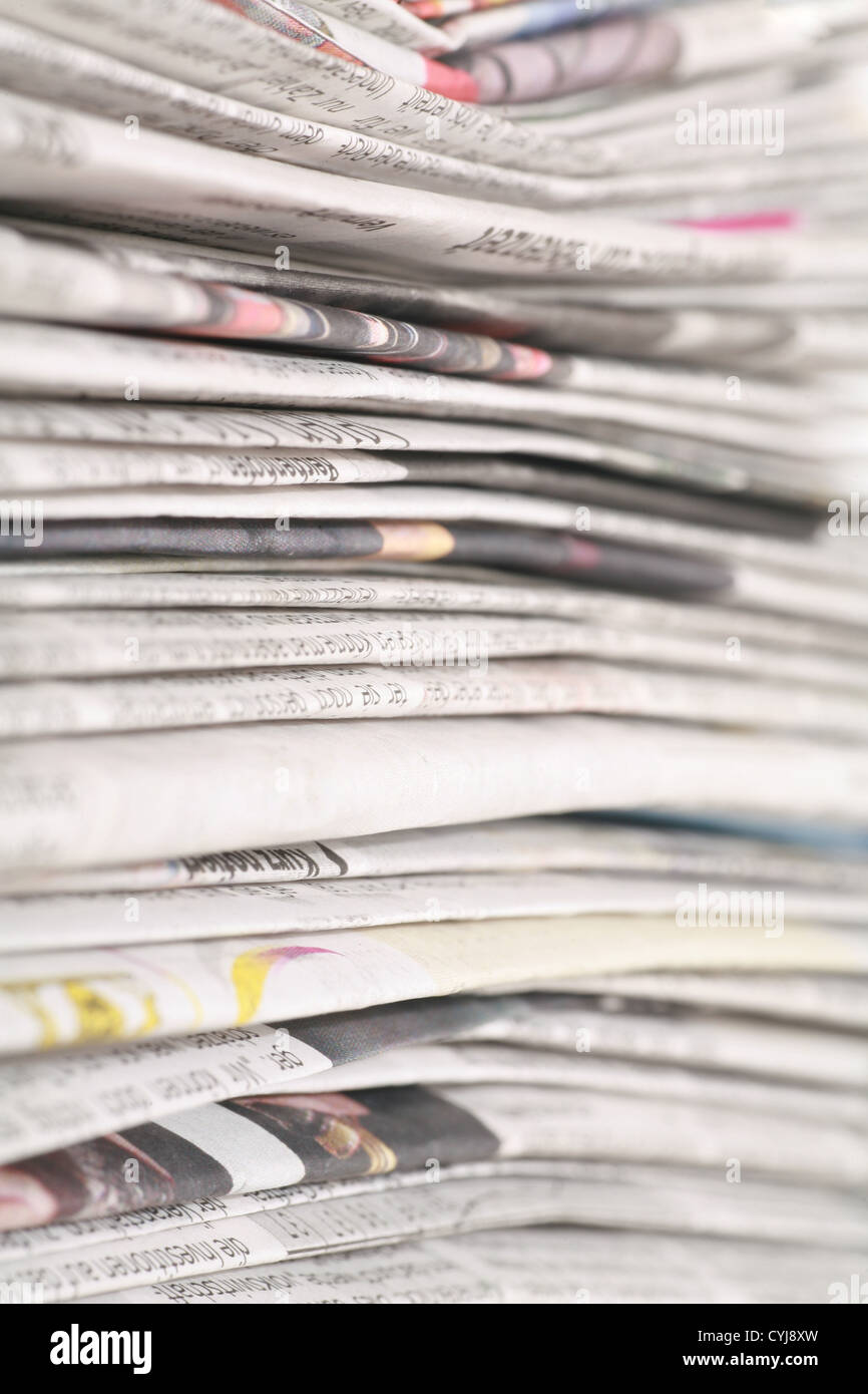 Close-up di Quotidiani/riviste su sfondi bianchi. Foto Stock