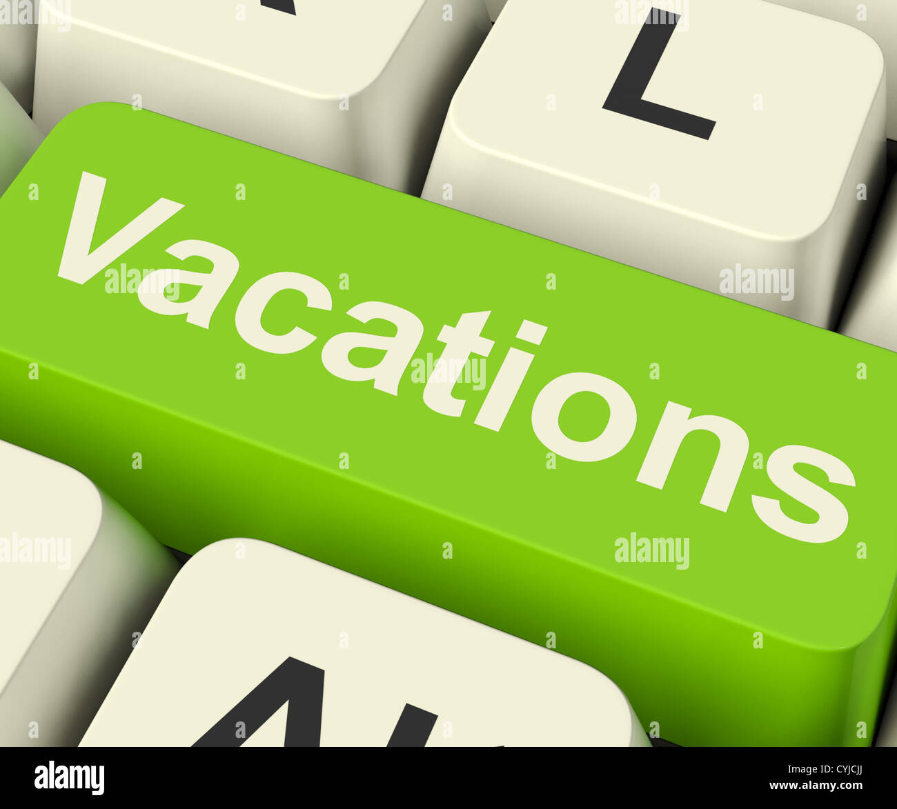 Vacanze chiave del computer per la prenotazione e la ricerca di vacanza online Foto Stock