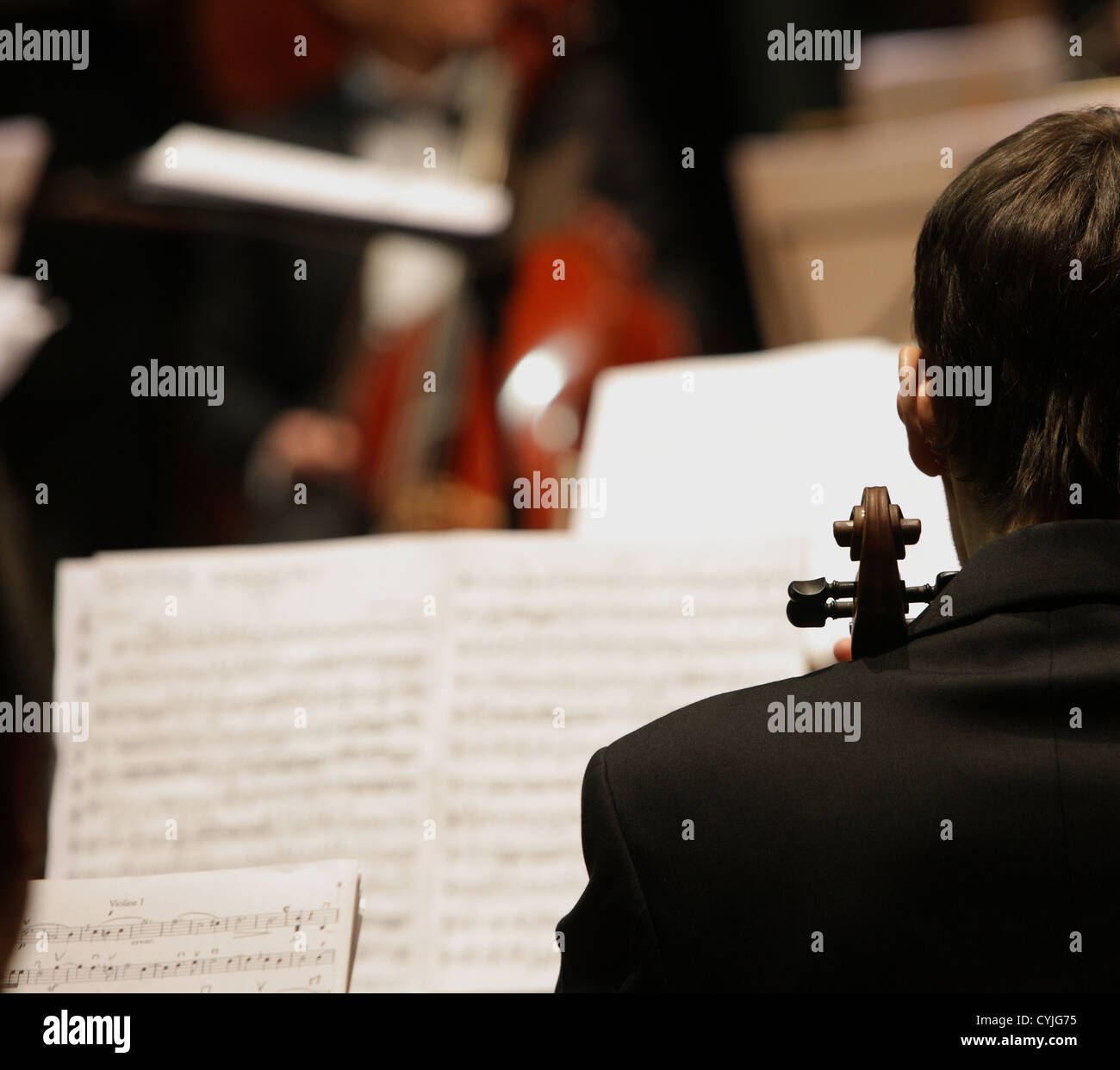 I violinisti durante un concerto di musica classica musica Foto Stock