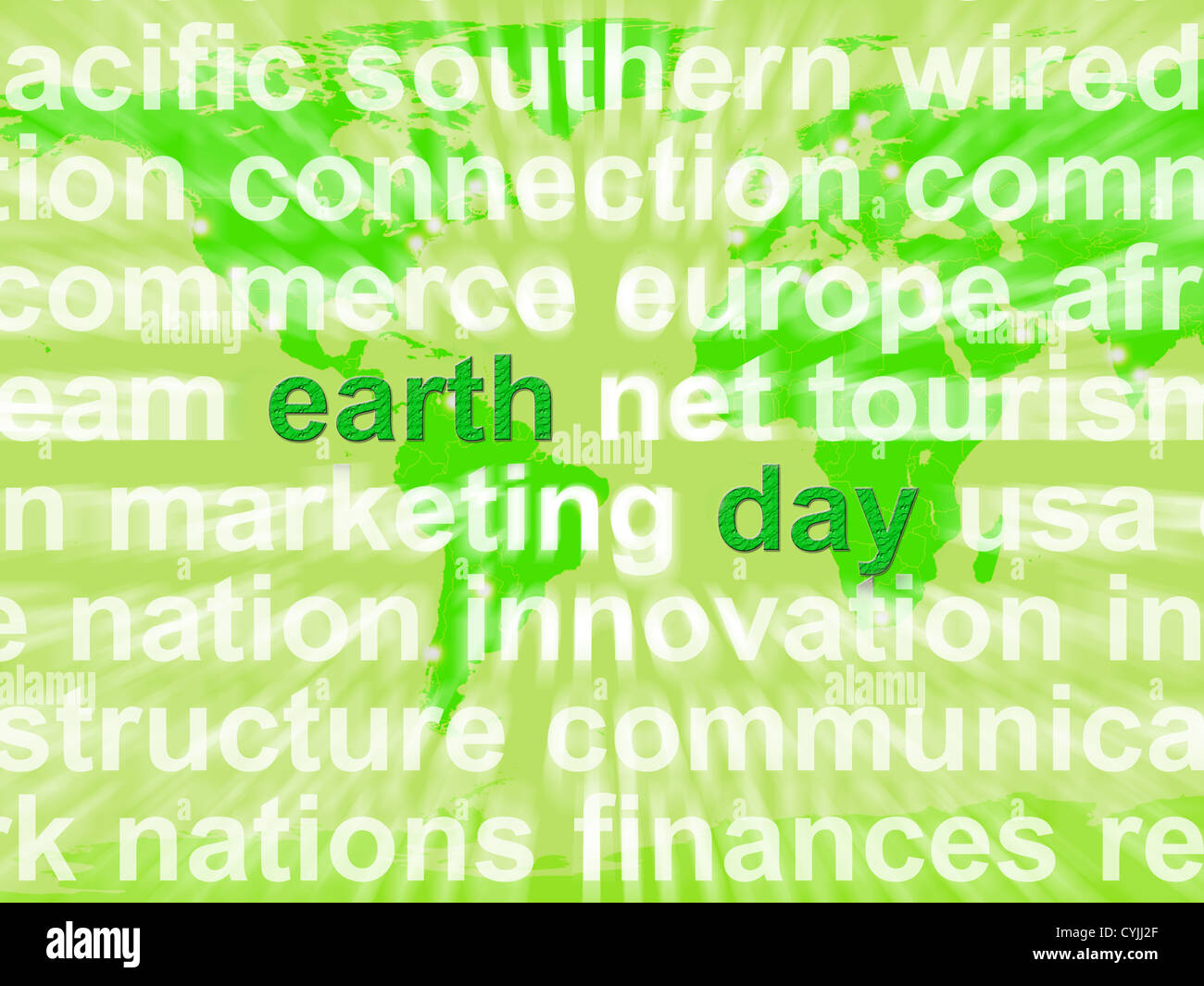 La giornata della terra parole mostra preoccupazione ambientale e conservazione Foto Stock