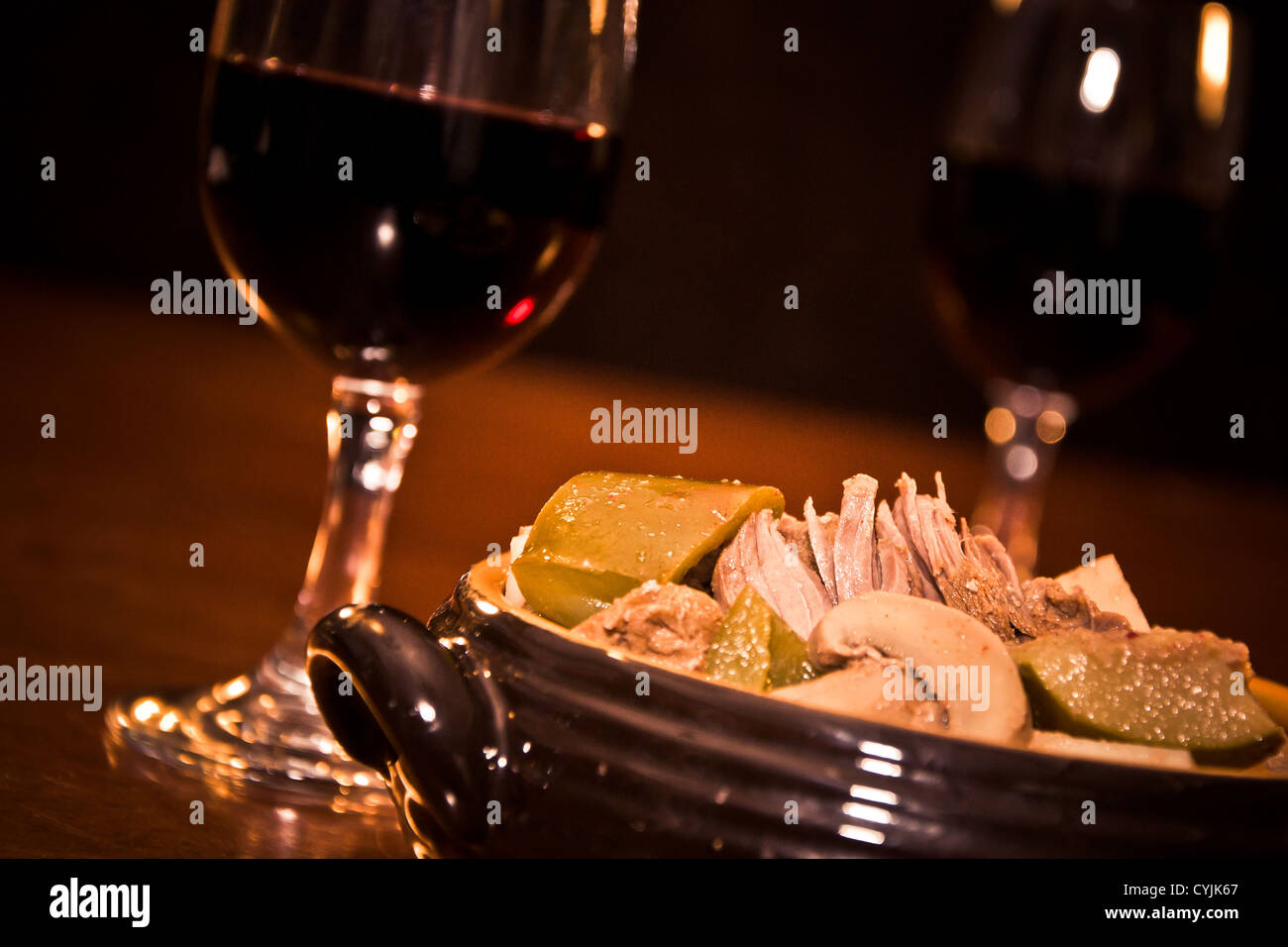 Specialità di carne di cervo e di stufato di manzo Foto Stock