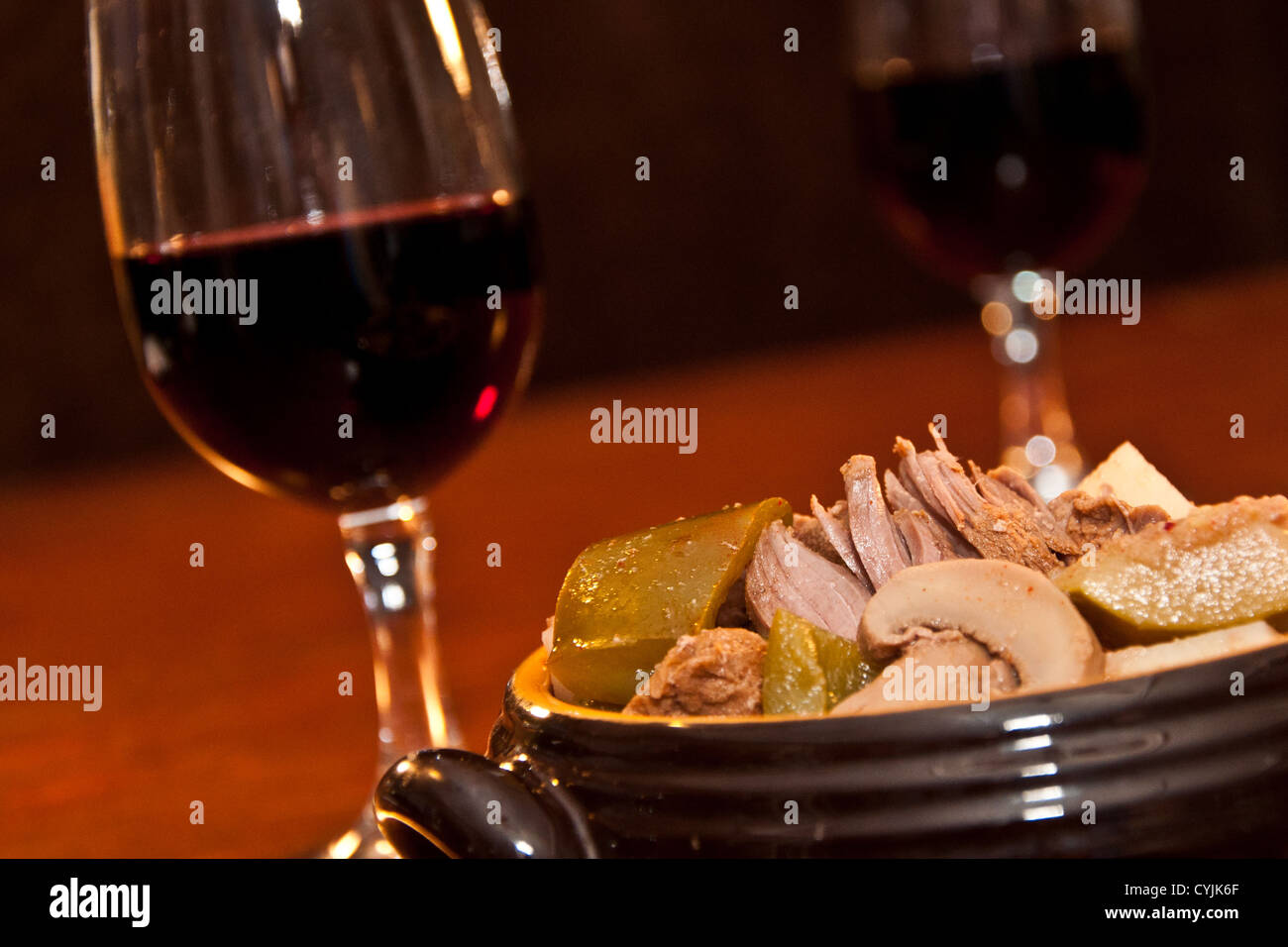 Specialità di carne di cervo e di stufato di manzo Foto Stock