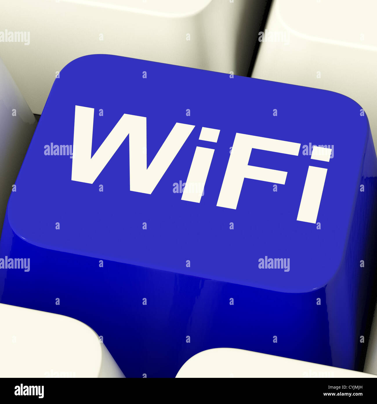 Wifi blu pulsante Internet per gli hotspot o i collegamenti Foto Stock