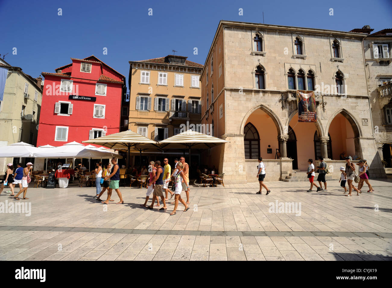 Croazia, Spalato, Narodni Trg, piazza del vecchio municipio Foto Stock