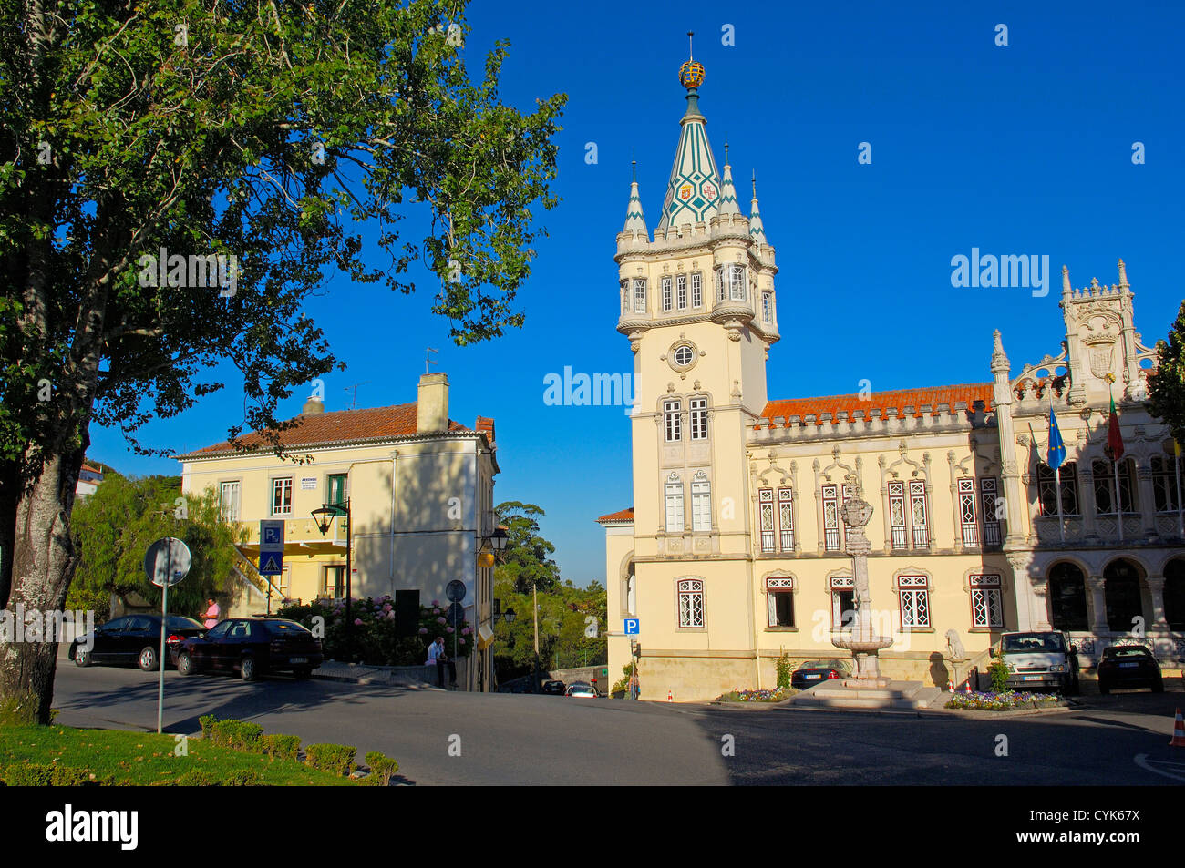 Town Hall, Sintra, Sito Patrimonio Mondiale dell'UNESCO, Portogallo, Europa Foto Stock