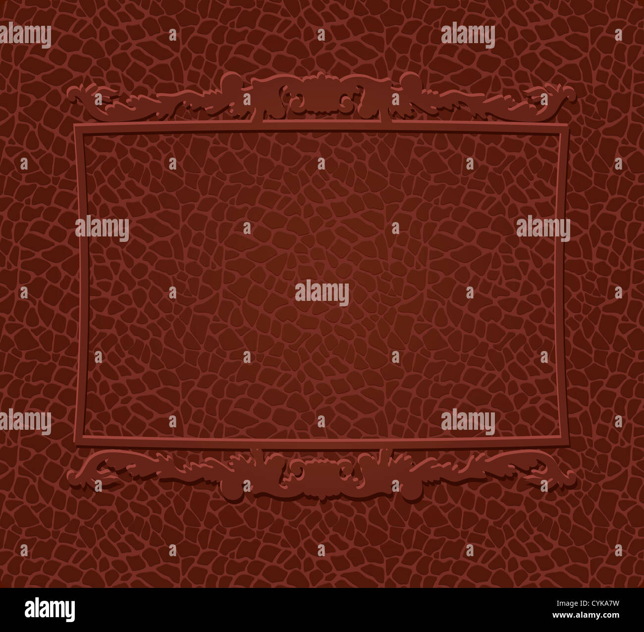 Cornice decorativa su marrone la texture della pelle Foto Stock