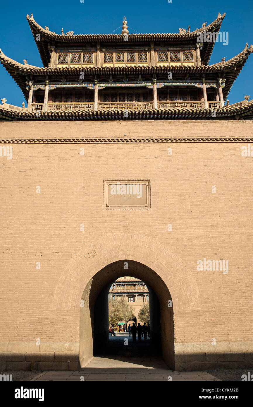 La torre nel castello di Jiayuguan, west end della Grande Muraglia, Jiayuguan city in Cina Foto Stock