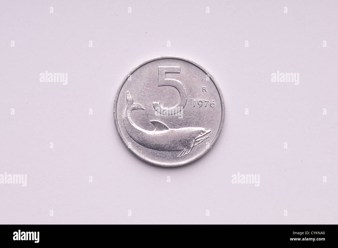 Una moneta italiana Foto Stock